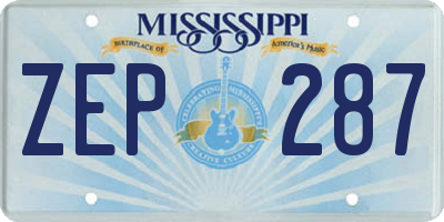 MS license plate ZEP287