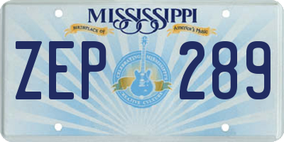 MS license plate ZEP289