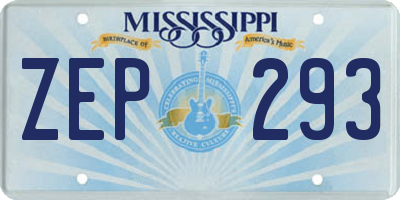 MS license plate ZEP293