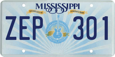 MS license plate ZEP301