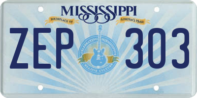 MS license plate ZEP303