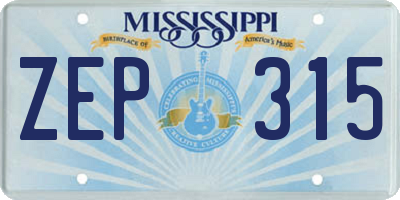 MS license plate ZEP315