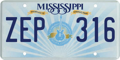 MS license plate ZEP316