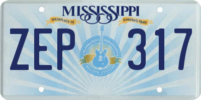 MS license plate ZEP317