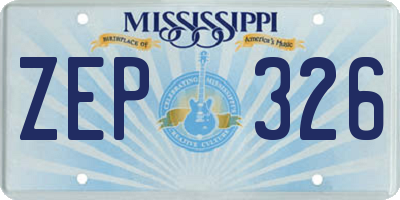 MS license plate ZEP326