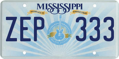 MS license plate ZEP333