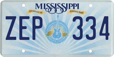 MS license plate ZEP334
