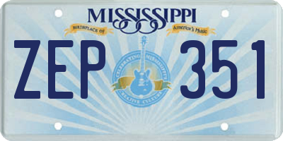 MS license plate ZEP351