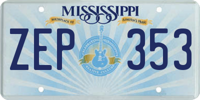 MS license plate ZEP353