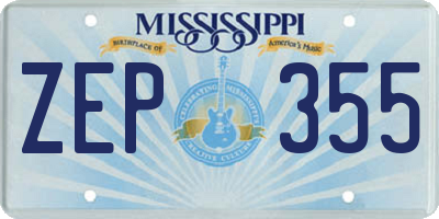MS license plate ZEP355