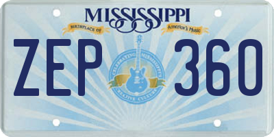 MS license plate ZEP360