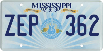 MS license plate ZEP362