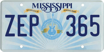 MS license plate ZEP365