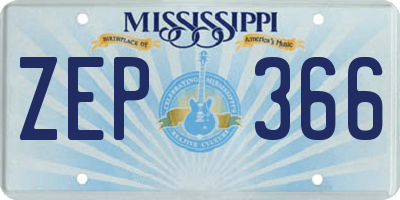 MS license plate ZEP366