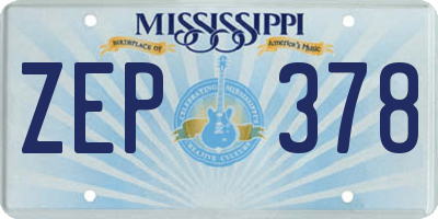MS license plate ZEP378