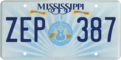 MS license plate ZEP387