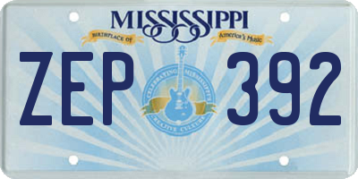 MS license plate ZEP392