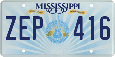 MS license plate ZEP416