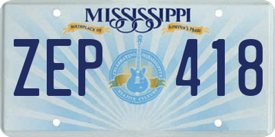 MS license plate ZEP418