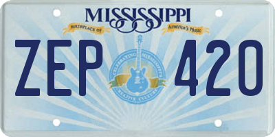 MS license plate ZEP420