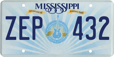 MS license plate ZEP432