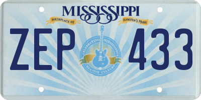 MS license plate ZEP433