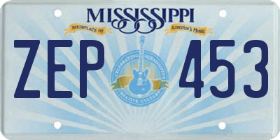 MS license plate ZEP453