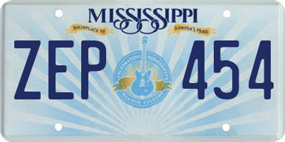 MS license plate ZEP454