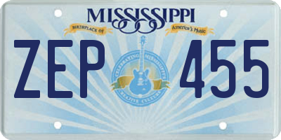 MS license plate ZEP455