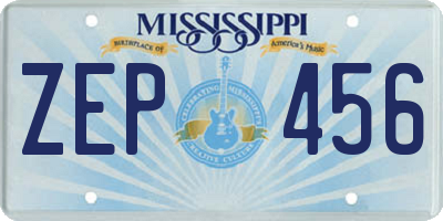 MS license plate ZEP456