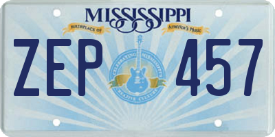 MS license plate ZEP457