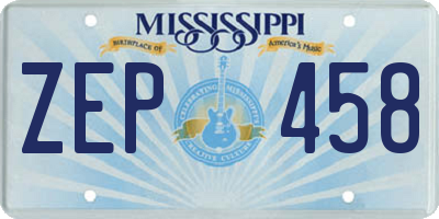 MS license plate ZEP458