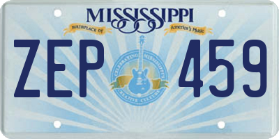 MS license plate ZEP459