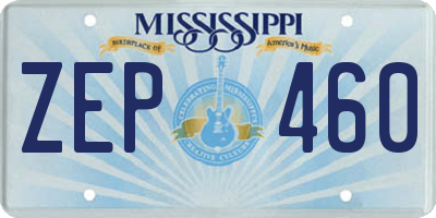 MS license plate ZEP460