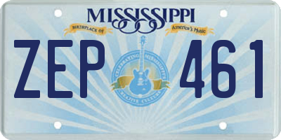 MS license plate ZEP461
