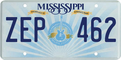 MS license plate ZEP462