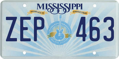 MS license plate ZEP463