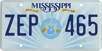 MS license plate ZEP465