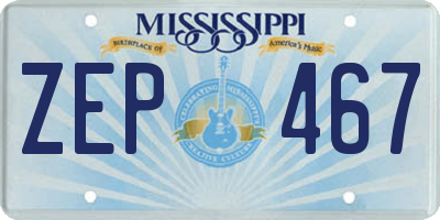 MS license plate ZEP467