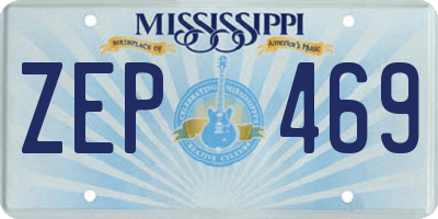 MS license plate ZEP469