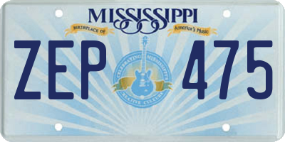 MS license plate ZEP475