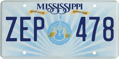MS license plate ZEP478