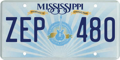 MS license plate ZEP480