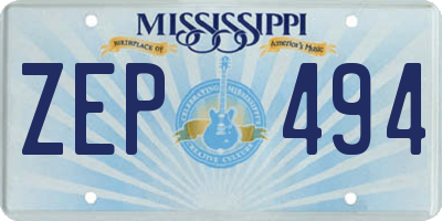 MS license plate ZEP494