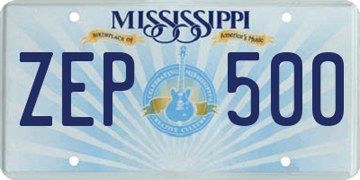 MS license plate ZEP500