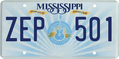 MS license plate ZEP501