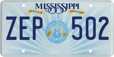 MS license plate ZEP502