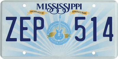MS license plate ZEP514