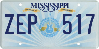 MS license plate ZEP517