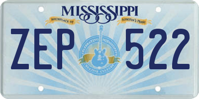 MS license plate ZEP522